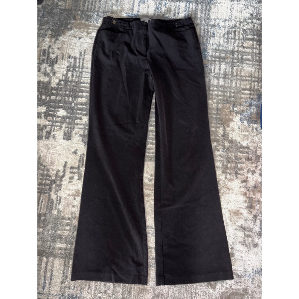 New York & Company Womens Black Stretch Wide Leg Dress Pants Size 8 Tall